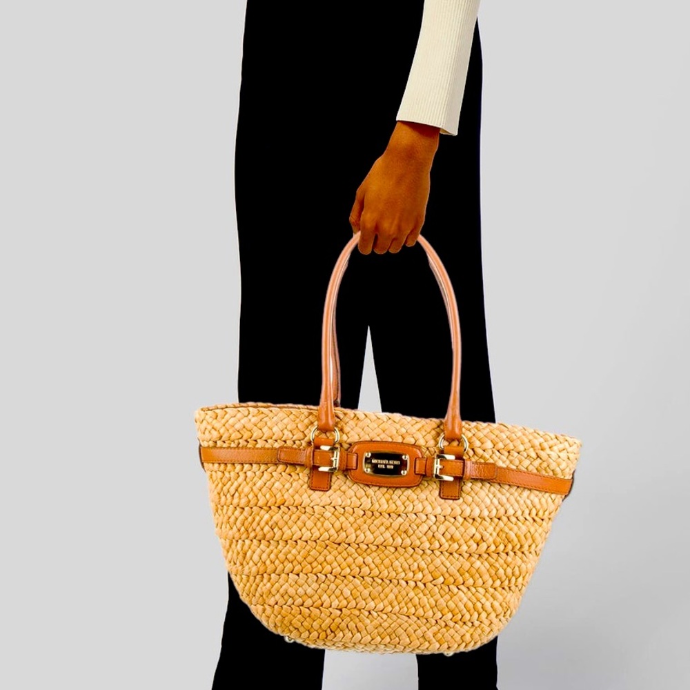 Michael Kors Hamilton Tote Husk Straw Bag